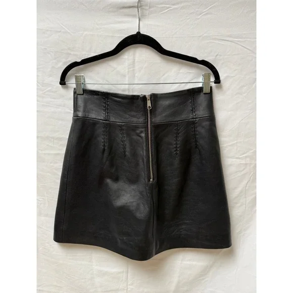 Nasty Gal Embellished Beaded Genuine Leather Mini Skirt - Picture 2 of 7